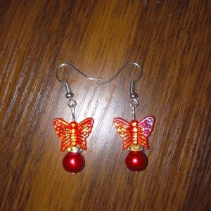 Handmade christmas butterfly ornament earrings